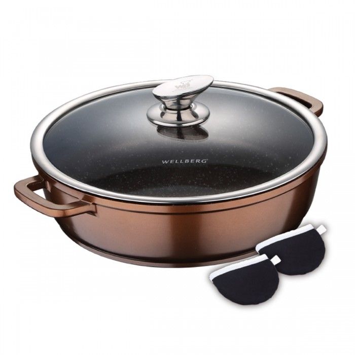 WellBerg braadpan Ø 28 cm met deksel - inductie - koudgrepen - 4L - koper/bruin WellBerg braadpan Ø 28 cm met deksel - inductie - koudgrepen - 4L - koper/bruin