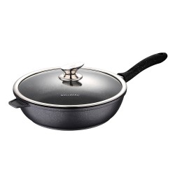 WellBerg hapjespan Ø 28 cm met deksel - braadpan - inductie - zwart