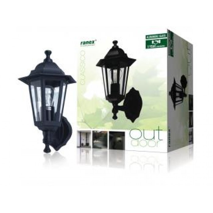 Ranex clas-5000030 Wandlamp zwart alluminium Glas Classico Ranex clas-5000030 Wandlamp zwart alluminium Glas Classico
