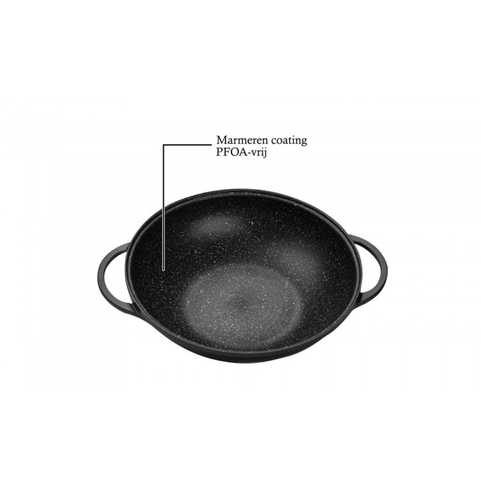 DeBlock Platinum wokpan met glazen deksel Ø 36 cm - geschikt voor inductie - koudgrepen - bordeaux rood DeBlock Platinum wokpan met glazen deksel Ø 36 cm - geschikt voor inductie - koudgrepen - bordeaux rood