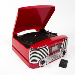 GPO MEMPHISRED Retro muziek center platenspeler rood