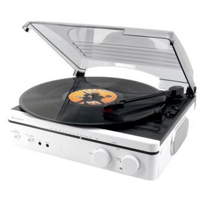 Soundmaster PL560WE Platenspeler met ingebouwde radio en speaker Soundmaster PL560WE Platenspeler met ingebouwde radio en speaker
