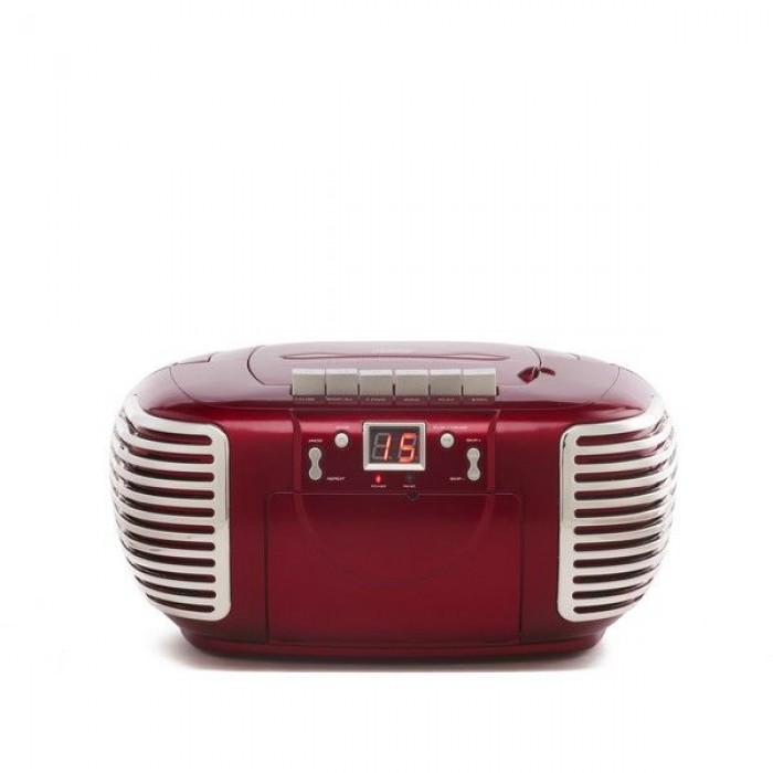 GPO PCD299RED Boombox CD, radio en cassette rood / zilver GPO PCD299RED Boombox CD, radio en cassette rood / zilver