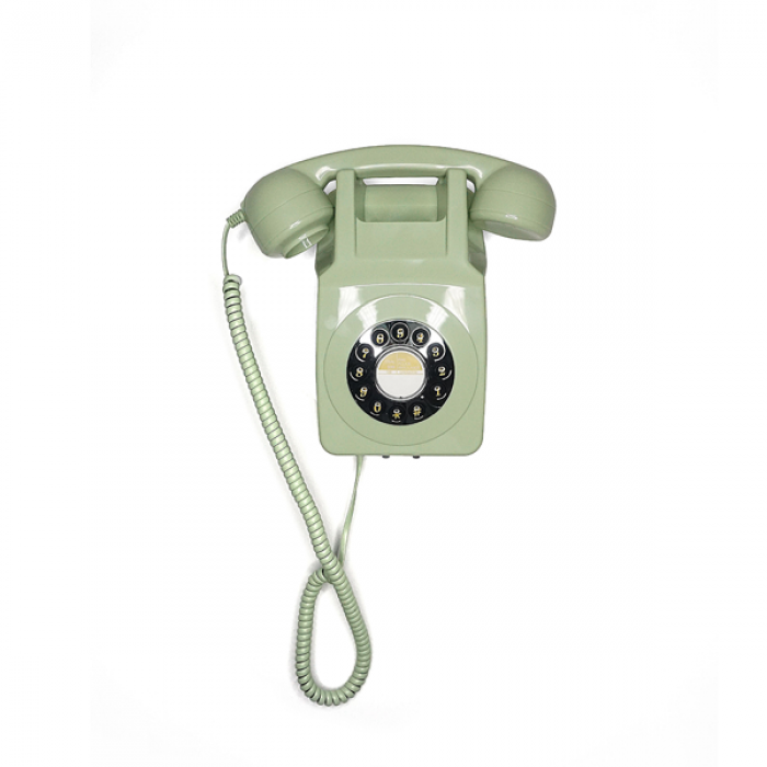 GPO 746WALLPUSHGRE Muurtelefoon jaren 70 design mintgroen