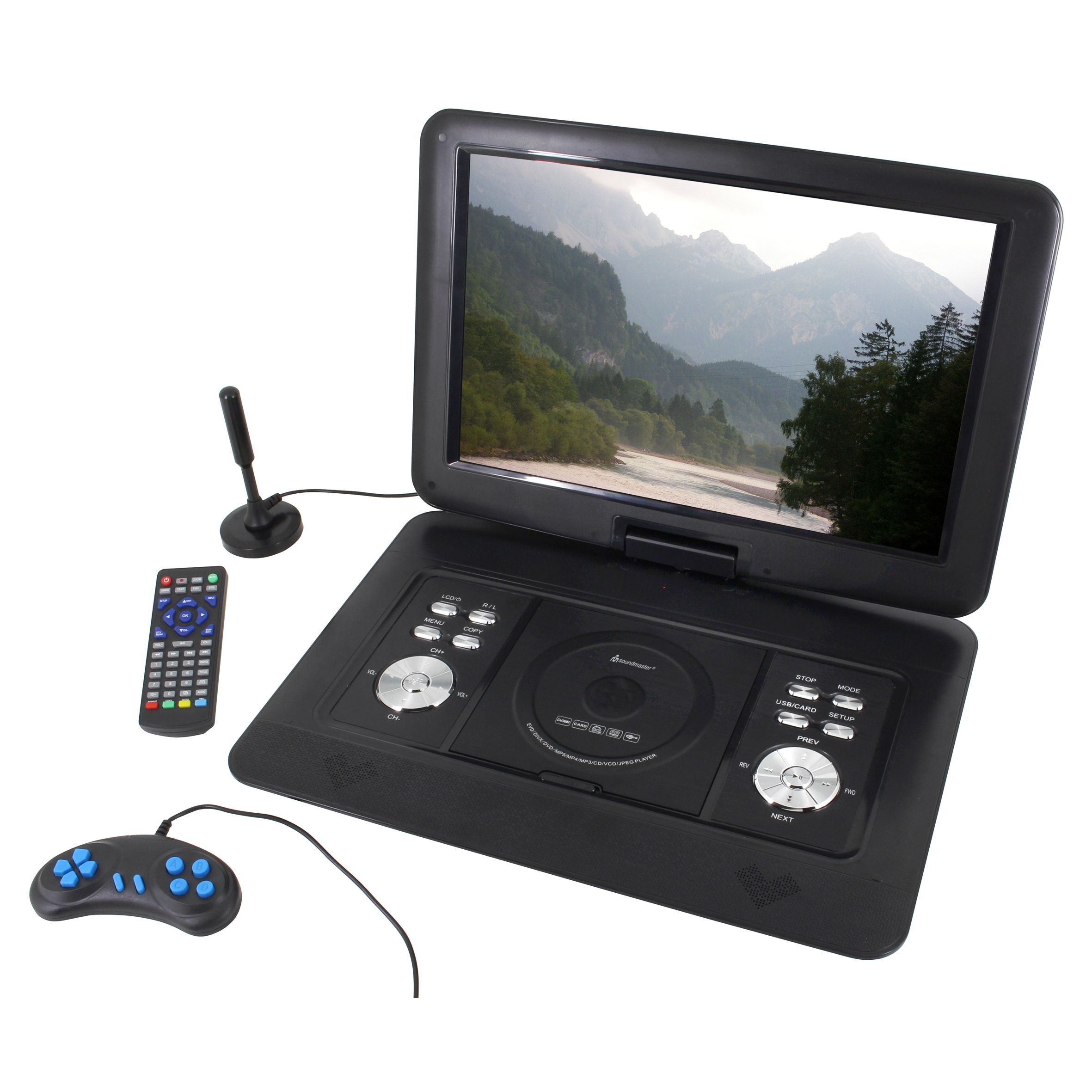 Oefening kan niet zien adviseren Soundmaster PDB1600SW Portable DVD speler met DVB-T2 HD-tuner- Met deze  Soundmaster PDB1600SW portable DVD-speler bekijkt u