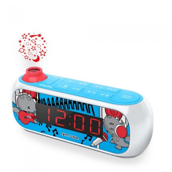 Muse M-167KDB Wekkerradio met projectie sterrenhemel kids versie blue