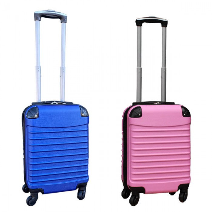 Travelerz kofferset 2 delige ABS handbagage koffers - met cijferslot - 27 liter - licht roze - blauw