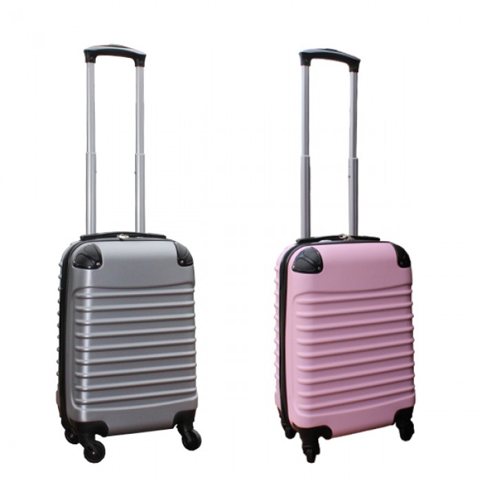 2 delige ABS handbagage kofferset 27 liter zilver en licht roze (228) 2 delige ABS handbagage kofferset 27 liter zilver en licht roze (228)