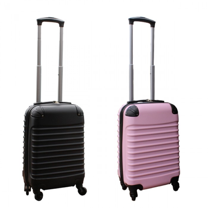 2 delige ABS handbagage kofferset 27 liter zwart en licht roze (228) 2 delige ABS handbagage kofferset 27 liter zwart en licht roze (228)