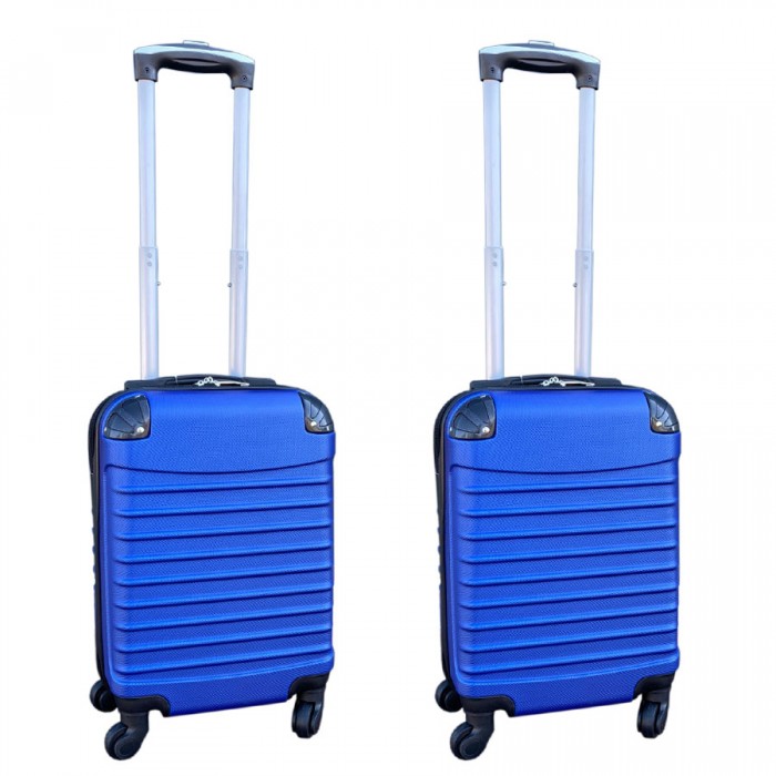 Travelerz kofferset 2 delige ABS handbagage koffers - met cijferslot - 27 liter - blauw