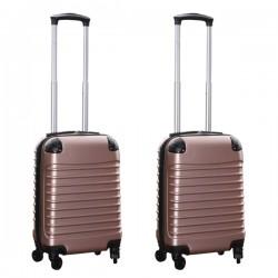 Travelerz kofferset 2 delige ABS handbagage koffers - met cijferslot - 27 liter - rose goud