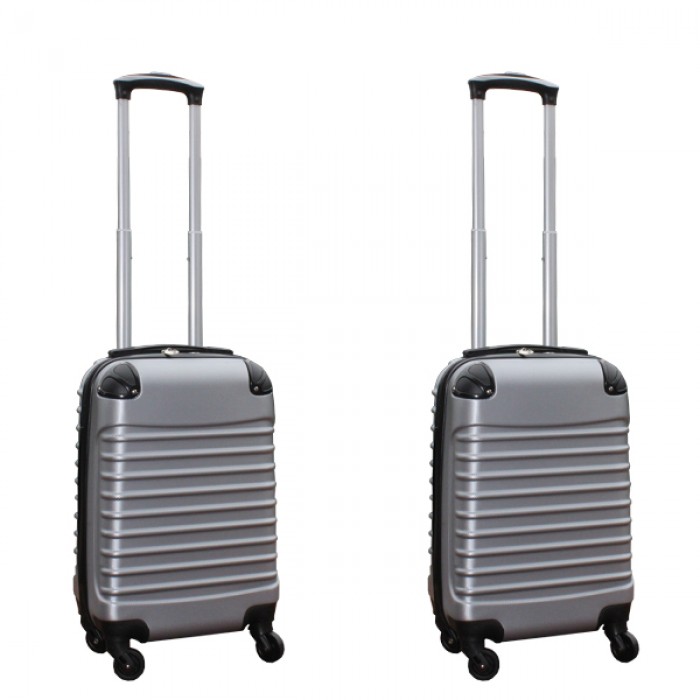 Travelerz kofferset 2 delige ABS handbagage koffers - met cijferslot - 27 liter - zilver