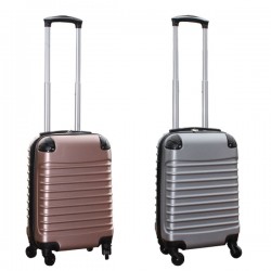 Travelerz kofferset 2 delige ABS handbagage koffers - met cijferslot - 27 liter - zilver - rose goud