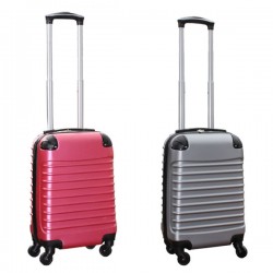 Travelerz kofferset 2 delige ABS handbagage koffers - met cijferslot - 27 liter - zilver - roze