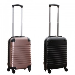 Travelerz kofferset 2 delige ABS handbagage koffers - met cijferslot - 27 liter - zwart - rose goud