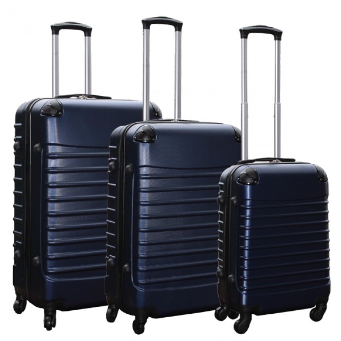 Travelerz kofferset 3 delig met wielen en cijferslot - ABS - donker blauw (228-)