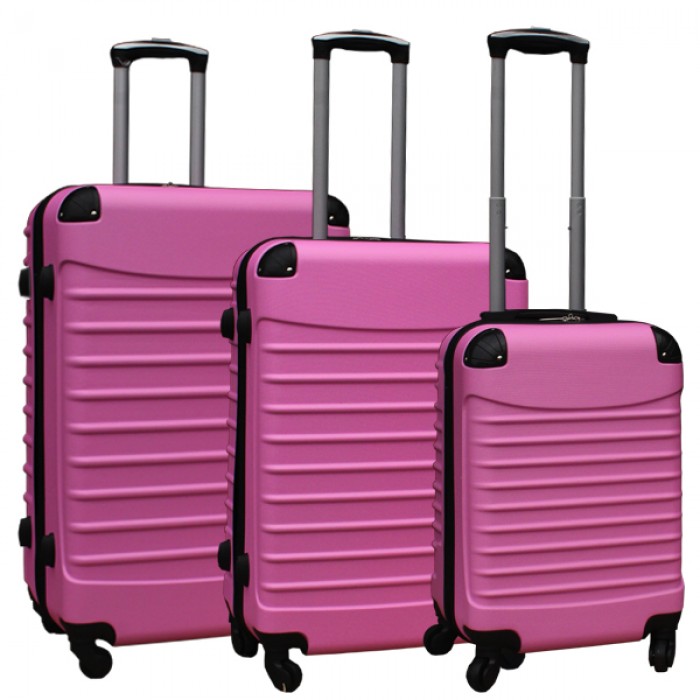 Travelerz kofferset 3 delig met wielen en cijferslot - ABS - licht roze (228-) Travelerz kofferset 3 delig met wielen en cijferslot - ABS - licht roze (228-)