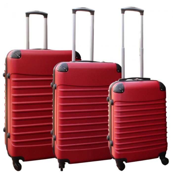 Travelerz kofferset 3 delig met wielen en cijferslot - ABS - rood (228-)