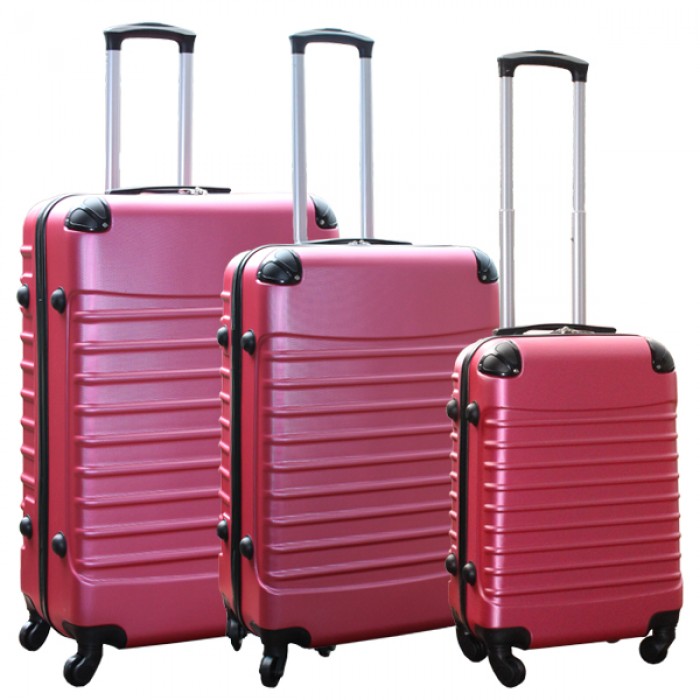 Travelerz kofferset 3 delig met wielen en cijferslot - ABS - roze (228-) Travelerz kofferset 3 delig met wielen en cijferslot - ABS - roze (228-)
