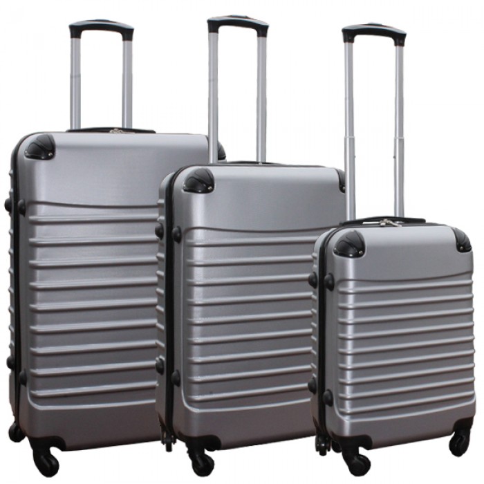 Travelerz kofferset 3 delig met wielen en cijferslot - ABS - zilver (228-) Travelerz kofferset 3 delig met wielen en cijferslot - ABS - zilver (228-)