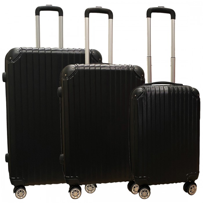 Travelerz kofferset 3 delig met wielen en cijferslot - ABS - zwart (1627)