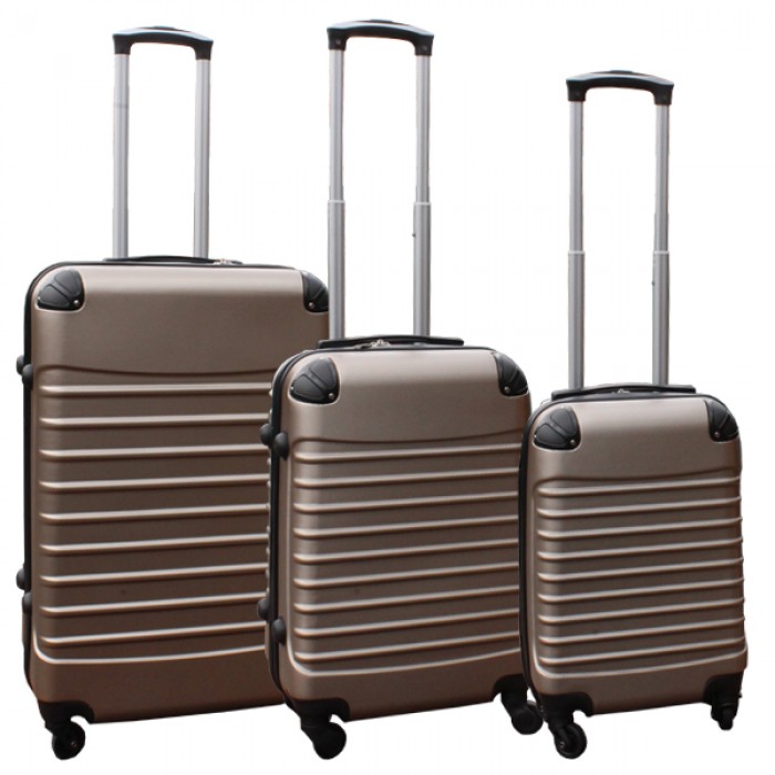 Travelerz kofferset 3 delig met wielen en cijferslot - handbagage koffers - ABS - champagne Travelerz kofferset 3 delig met wielen en cijferslot - handbagage koffers - ABS - champagne