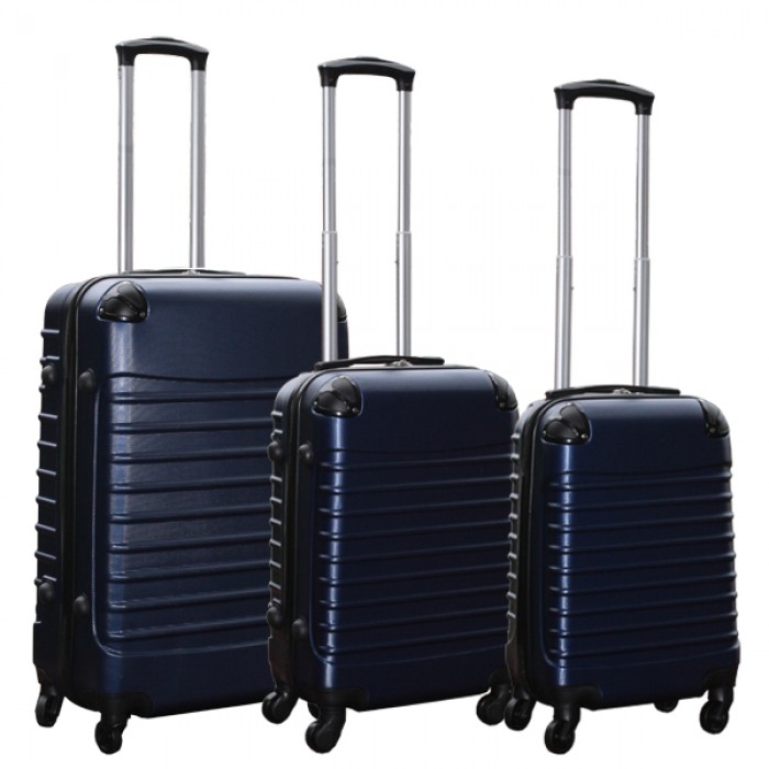 Travelerz kofferset 3 delig met wielen en cijferslot - handbagage koffers - ABS - donker blauw Travelerz kofferset 3 delig met wielen en cijferslot - handbagage koffers - ABS - donker blauw