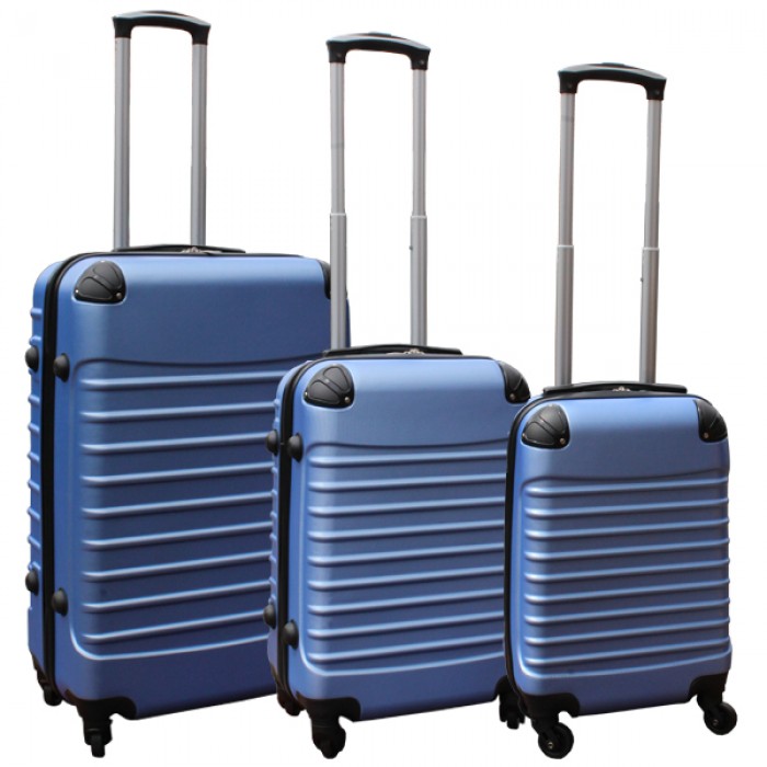 Travelerz kofferset 3 delig met wielen en cijferslot - handbagage koffers - ABS - licht blauw