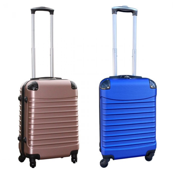 Travelerz kofferset 2 delige ABS handbagage koffers - met cijferslot - 39 liter - blauw - rose goud