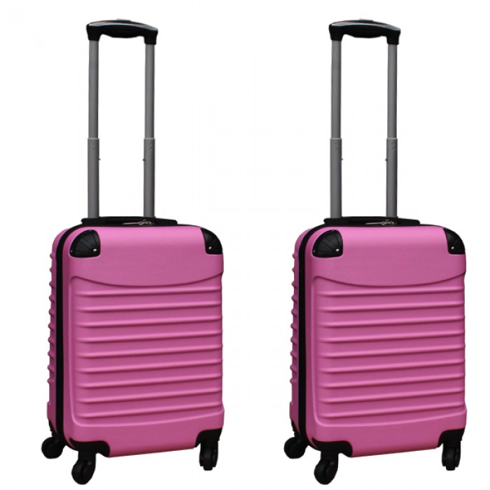 Travelerz kofferset 2 delige ABS handbagage koffers - met cijferslot - 39 liter - licht roze Travelerz kofferset 2 delige ABS handbagage koffers - met cijferslot - 39 liter - licht roze