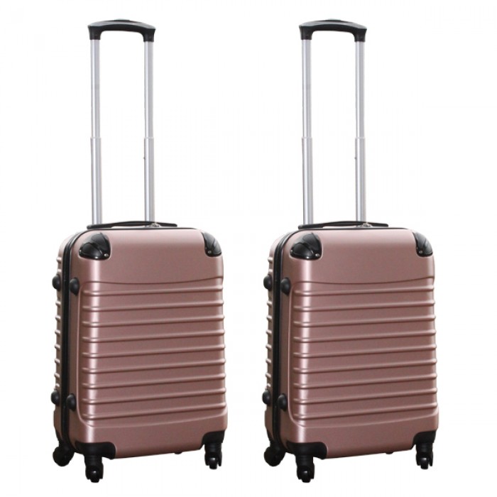 Travelerz kofferset 2 delige ABS handbagage koffers - met cijferslot - 39 liter - rose goud