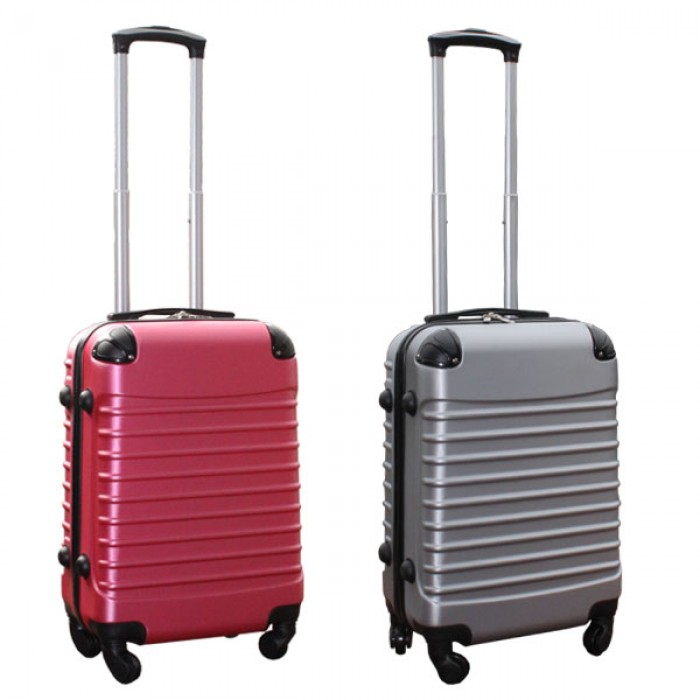 Travelerz kofferset 2 delige ABS handbagage koffers - met cijferslot - 39 liter - roze - zilver