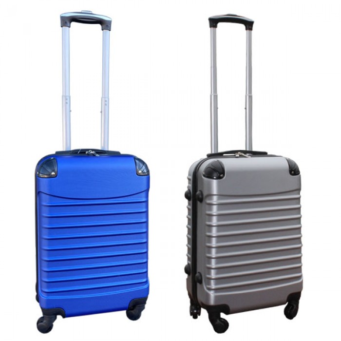 Travelerz kofferset 2 delige ABS handbagage koffers - met cijferslot - 39 liter - zilver - blauw