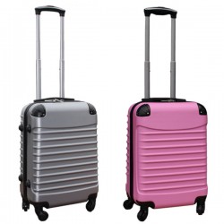 Travelerz kofferset 2 delige ABS handbagage koffers - met cijferslot - 39 liter - zilver - licht roze