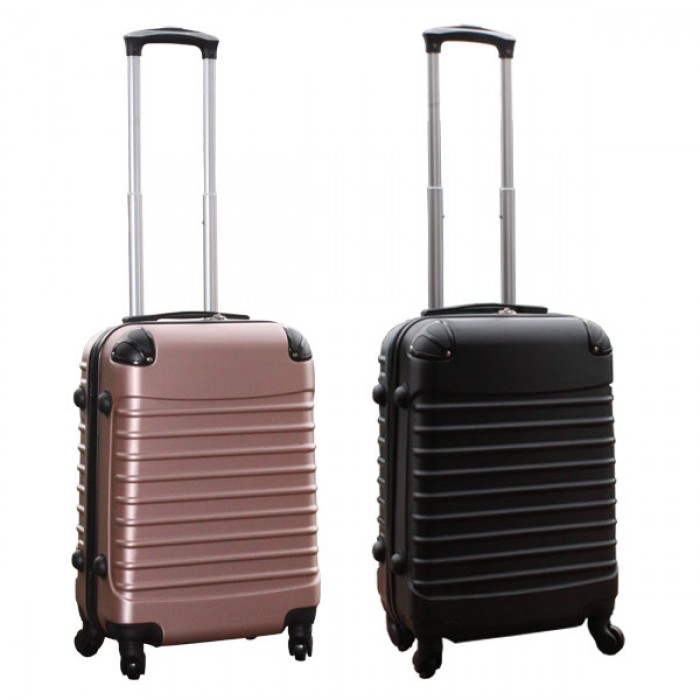 Travelerz kofferset 2 delige ABS handbagage koffers - met cijferslot - 39 liter - zwart - rose goud Travelerz kofferset 2 delige ABS handbagage koffers - met cijferslot - 39 liter - zwart - rose goud