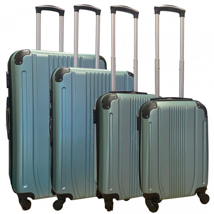 Travelerz kofferset 4 delig ABS - zwenkwielen - met cijferslot - groen - (168) Travelerz kofferset 4 delig ABS - zwenkwielen - met cijferslot - groen - (168)