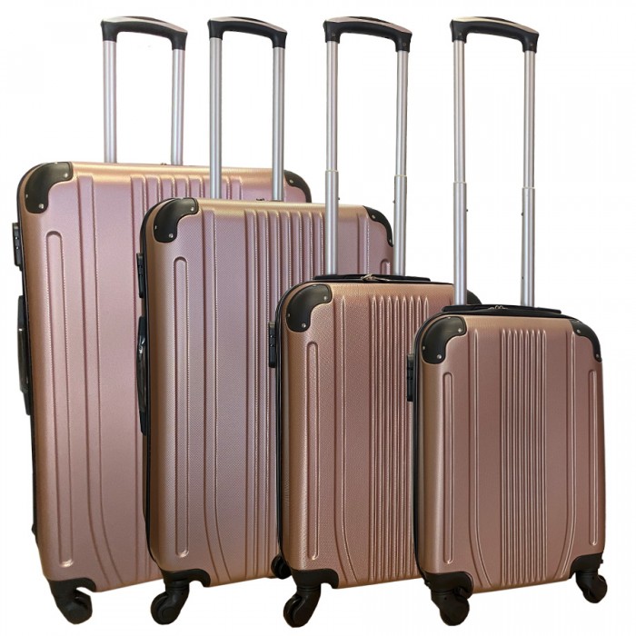 Travelerz kofferset 4 delig ABS - zwenkwielen - met cijferslot - rose goud - (168) Travelerz kofferset 4 delig ABS - zwenkwielen - met cijferslot - rose goud - (168)