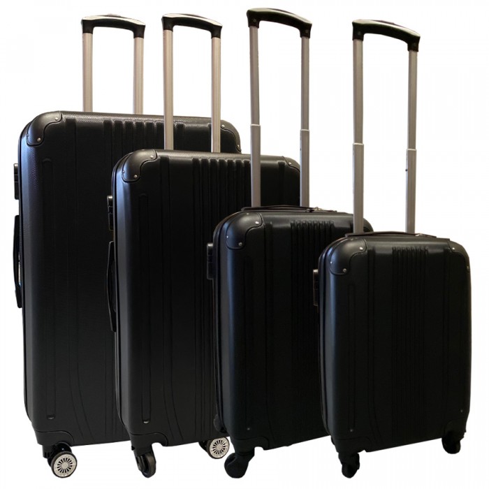 Travelerz kofferset 4 delig ABS - zwenkwielen - met cijferslot - zwart - (168) Travelerz kofferset 4 delig ABS - zwenkwielen - met cijferslot - zwart - (168)