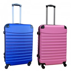 Travelerz kofferset 2 delige ABS groot - met cijferslot - 69 liter - blauw - licht roze