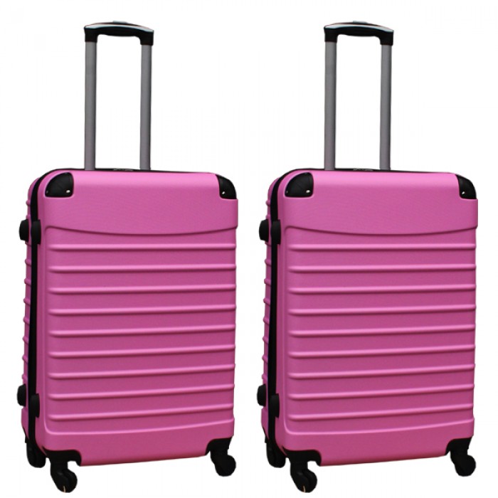 Travelerz kofferset 2 delige ABS groot - met cijferslot - 69 liter - licht roze