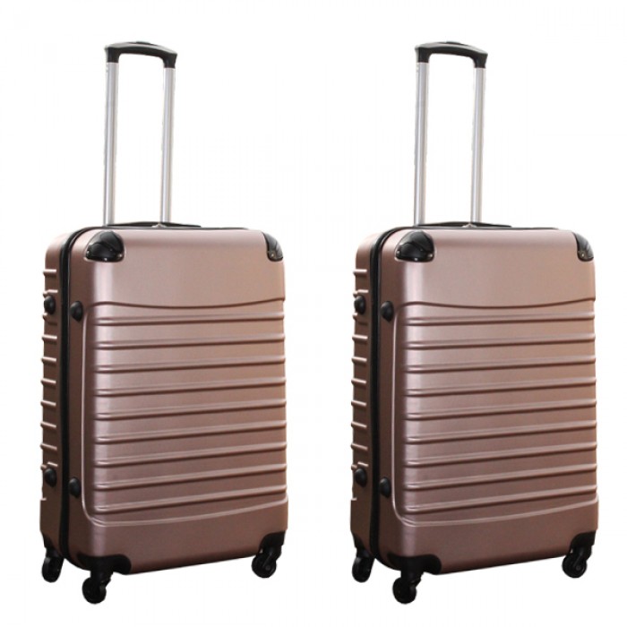 Travelerz kofferset 2 delige ABS groot - met cijferslot - 69 liter - rose goud