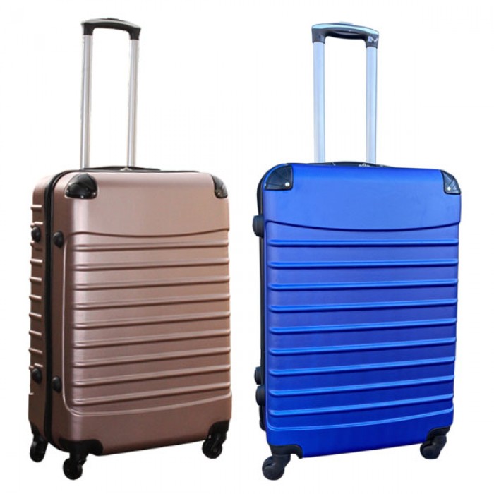 Travelerz kofferset 2 delige ABS groot - met cijferslot - 69 liter - rose goud - blauw