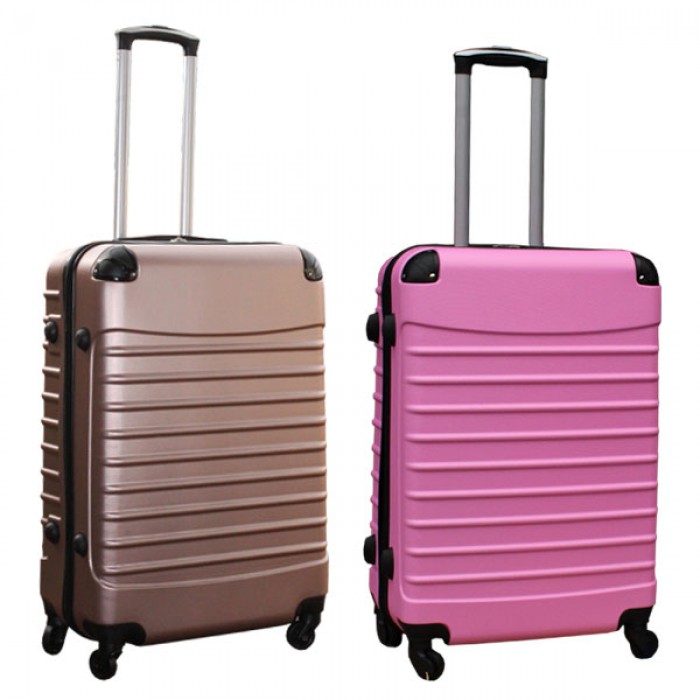 Travelerz kofferset 2 delige ABS groot - met cijferslot - 69 liter - rose goud - licht roze