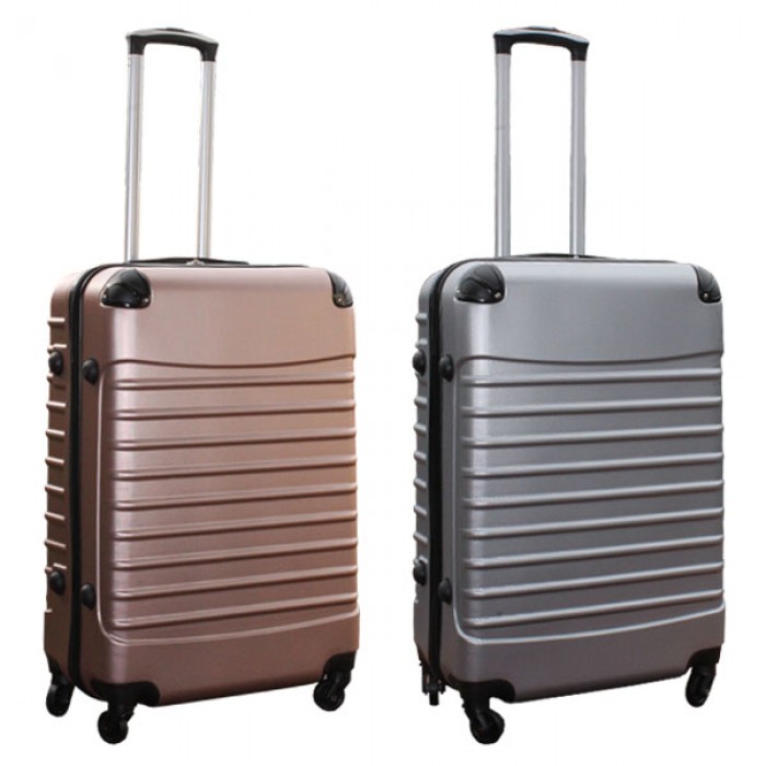 Travelerz kofferset 2 delige ABS groot - met cijferslot - 69 liter - rose goud - zilver