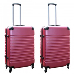 Travelerz kofferset 2 delige ABS groot - met cijferslot - 69 liter - roze
