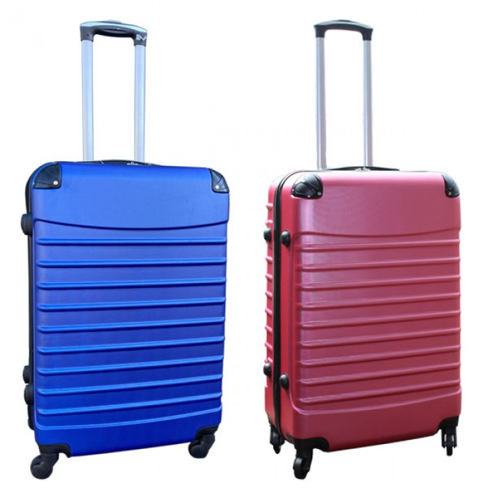 Travelerz kofferset 2 delige ABS groot - met cijferslot - 69 liter - roze - blauw