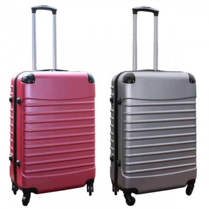 Travelerz kofferset 2 delige ABS groot - met cijferslot - 69 liter - roze - zilver Travelerz kofferset 2 delige ABS groot - met cijferslot - 69 liter - roze - zilver