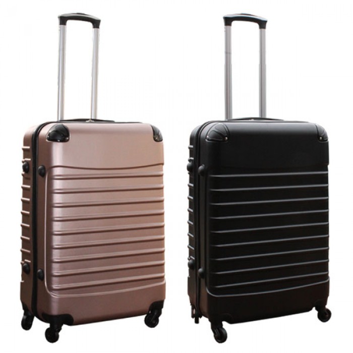 Travelerz kofferset 2 delige ABS groot - met cijferslot - 69 liter - rose goud - zwart Travelerz kofferset 2 delige ABS groot - met cijferslot - 69 liter - rose goud - zwart