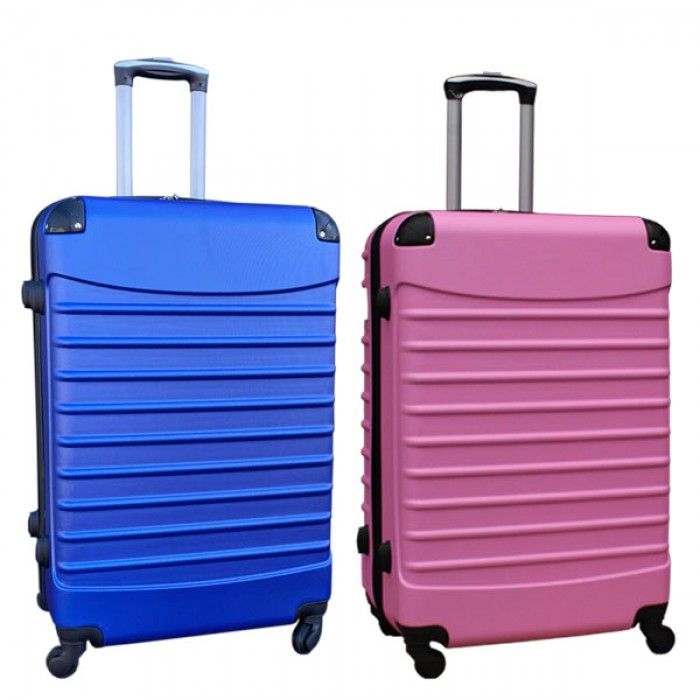 Travelerz kofferset 2 delige ABS groot - met cijferslot - 95 liter - blauw - licht roze Travelerz kofferset 2 delige ABS groot - met cijferslot - 95 liter - blauw - licht roze