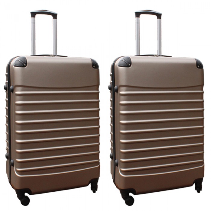 Travelerz kofferset 2 delige ABS groot - met cijferslot - 95 liter - champagne